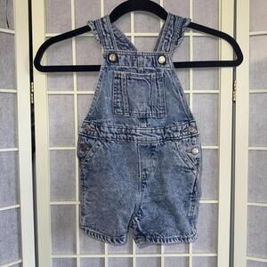 Baby‎ Gap Vintage Wash Denim Ruffled Shortalls Short Overalls Farm Toddler Girl